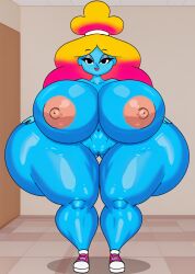 1girls aged_up ai ai_assisted ai_generated big_ass big_hips bimbo bimbo_body black_hair blue_skin cartoon_network colored_skin dxoz_(style) female gigantic_ass gigantic_breasts gigantic_thighs huge_breasts huge_thighs humanoid hyper_thighs impossible_fit lips long_hair multicolored_hair naked navel nipples nude pointer_warrior_ai rachel_wilson sneakers the_amazing_world_of_gumball thick_thighs vagina