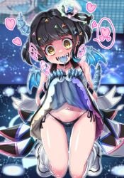 aroused duel_masters flashing_panties full-face_blush gijinka heart heavy_breathing in_heat kneeling naughty_face naughty_smile panties personification ready_to_fuck sharp_teeth suspense,_heavenly_zenith_of_"curse_resentment" tongue_out