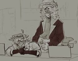 007n7_(forsaken) elliot_(forsaken) forsaken_(roblox) male roblox roblox_game robloxian self_upload tagme tagme_(artist) workplace_sex yaoi