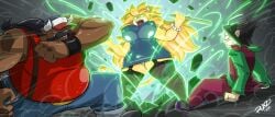 angry anthro baseball_cap bovid bovine cow furious glasses glowing_eyes hat horns huge_breasts human mature_female mature_male moustache mr_bull_(shonuff) mrs_bull nipple_outline open_mouth panties_showing ryutuisen shonuff shonuff44 short_skirt super_saiyan tight_dress