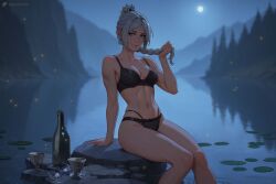 baldur's_gate baldur's_gate_3 dated fanart romantic romantic_couple shadowheart softcore swimming swimwear