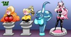 anthro armpits ass bimbo bimbo_body bimbofication bimbofied body_modification breasts chloe_bourgeois dollification female helluva_boss huge_breasts huge_lips implied_transformation inanimate_transformation knick_knack miraculous_ladybug original_character permanent_smile queen_bee_(character) relief_station salisha smile sunglasses sunnification sunny_miami superweirdman taystie_park thick_thighs thin_waist tinted_eyewear transformation verosika_mayday_(helluva_boss) wide_hips
