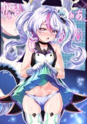 @_@ aroused cameltoe duel_masters flashing_panties gijinka heavy_breathing in_heat naughty_face panties personification radio_roses,_zenith_of_"cunning_wisdom" skirt_lift