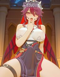1futa 2025 ai_generated artist_name bare_shoulders big_breasts big_chest blurry blurry_background blurry_foreground blush breasts bust busty chest depth_of_field erection futanari genshin_impact hair_between_eyes hi_res high_quality high_resolution highres large_breasts legs_apart legs_spread long_hair looking_at_viewer novalust nun open_legs open_mouth patreon patreon_username red_hair rosaria_(genshin_impact) sitting solo splayed_legs spread_legs stable_diffusion thigh_strap watermark