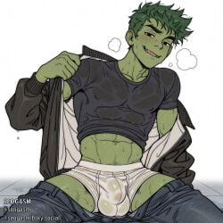 beast_boy bulge bulge_through_clothing dc gangbang hot male male_focus male_only male_pov raven_(dc) waiting