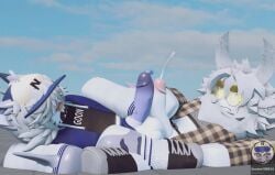 2boys 3d balls baseplate condom cum cumshot femboy frottage frotting gay male male_only moth penis roblox robloxian shark sootee11 tagme