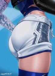 1girls ass ass_focus back female female_only lagunatorest luna_snow luna_snow_(marvel_rivals) marvel marvel_rivals short_shorts shorts thick_thighs