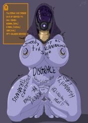 big_areola big_breasts body_writing breasts captured commissioner_upload female femsub free_use glowing_eyes kneeling mass_effect nipples public_use quarian restrained_arms rohgen sex_slave slave sweat tali'zorah_nar_rayya thick thick_thighs thin_waist variant