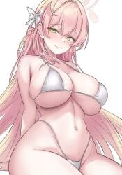 1girls artist_request big_breasts bikini blue_archive g-string halo hanako_(blue_archive) swimsuit voluptuous
