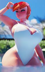 1girls 3d 3d_(artwork) aged_up ben_10 big_boobs big_breasts boobs breasts cartoon_network clothed clothed_female female female_focus female_only ginger ginger_female ginger_hair gwen_tennyson hips large_boobs large_breasts light-skinned_female light_skin one-piece_swimsuit orange_hair orange_hair_female redhead redhead_female scraggy_(artist) solo solo_female solo_focus swimsuit thick_thighs thighs