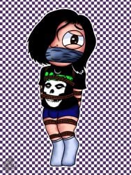 1boy black_hair blue_briefs bondage bound brown_hair emo emo_boy emo_hair julian_(sanz) misfits_(band) oc original_character poser tape tape_gag teen teen_boy teenager teenager_boy tied_up young younger_male