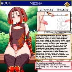 ai_generated character_sheet chinese_clothes english fate/grand_order fate_(series) futanari kuudere nezha_(fate) small_penis thick_legs