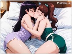 2girls ai_generated bishoujo_senshi_sailor_moon closed_eyes female girl_on_girl lesbian_couple lesbian_domination lesbian_focus lesbian_kiss lesbian_sex makoto_kino rei_hino sailor_jupiter sailor_mars yuri