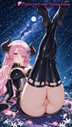 1girls 2025 ai_generated anus ass black_gloves black_thighhighs blue_eyes blush braid breasts draph dress elbow_gloves feet female flower gloves granblue_fantasy hair_ornament hair_over_one_eye hi_res highres horns large_breasts legs_up long_hair looking_at_viewer moon narmaya_(granblue_fantasy) natsuyoru night night_sky no_shoes oshiri patreon pink_hair pointy_ears pussy sky smile soles solo star_(sky) starry_sky thighhighs thighs uncensored vagina voluptuous voluptuous_female