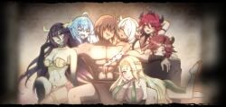 1boy 6girls animal_ears big_breasts blonde blue_body cow_girl cow_print demon demon_girl dragon_girl elf elf_ears elf_female game_cg good_end harem harem_outfit horns image monster_girl multiple_girls red_hair slime slime_girl succubus tagme that_time_i_got_reincarnated_as_a_demon_hand tora_creatives video_games white_hair