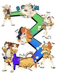 absurd_res anthro ass big_butt big_muscles bottomwear clothing epic_games fortnite fur growth hi_res huge_muscles human human_to_anthro identity_death male mammal mdcackle meowscles muscle_growth muscular muscular_anthro muscular_male nipples pants pecs smile solo species_transformation tail topwear transformation transformation_sequence