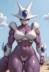 ai_generated armor big_ass big_breasts black_nails breasts cameltoe cooler_(dragon_ball) dragon_ball dragon_ball_z female frieza_race genderswap_(mtf) muscular muscular_female nail_polish nails purple_skin red_eyes rule_63 shoulder_armor spur//. uncensored