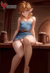 1boy 2d ai_generated ass barefeet big_ass crossdressing crossdressing_male erection erection_under_clothes erophoenix feet full_body link looking_at_viewer looking_back male male_focus navel nude otoko_no_ko pale_skinned_male patreon_username pointy_ears skirt smile soles solo solo_male sweat the_legend_of_zelda thick thick_thighs toes uncensored