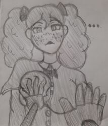 ... 1female 1girls boy_saltiest breasts dress female female_focus freckles freckles_on_face grabpack hand_on_breast lipstick looking_at_viewer poppy_(poppy_playtime) poppy_playtime pov sketch sweat sweaty tagme twintails twintails unamused