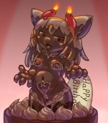 birthday chocolate encasement female furry petrification petrified statue transformation