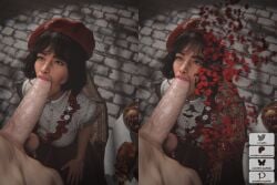 3d big_penis black_hair blowjob blowjob_face clair_obscur:_expedition_33 clothed_female_nude_male currysfm fellatio huge_cock large_penis light-skinned_female light-skinned_male light_skin looking_at_partner oral oral_sex outdoors penis sophie_(clair_obscur:_expedition_33) sucking sucking_penis