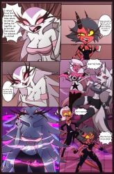 big_breasts english_text gatojack3 harem helluva_boss loona_(helluva_boss) magic millie_(helluva_boss) moxxie_(helluva_boss) stella_(helluva_boss)