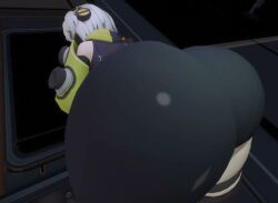 1girls 3d anby_demara animated ass ass_closeup ass_focus ass_shake big_ass bouncing_ass closed_eyes dancing headphones hi_res hoyoverse jiggle jiggling_ass kishi no_sound short_hair shorts teasing thick_ass thick_thighs video white_hair zenless_zone_zero