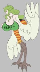 1girls bird_girl blush breasts breasts_bigger_than_head clothing female female_only green_hair harpy huge_breasts long_hair massive_breasts monet_(one_piece) one_piece piratebay sideboob wings