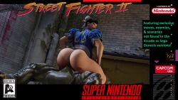 1boy 1boy1girl 1girls 3d advertisement animated ass big_breasts blue_dress bottomless breasts breasts_out bubble_butt busty capcom chinese_dress chun-li claws cover cowgirl_position eyes_closed female female_focus female_on_top game_cover gasp heavy_breathing hourglass_figure interspecies large_ass large_breasts large_penis larger_male lizard lizardman logo male monster nintendo penetration penis reptile riding rugged_balls rugged_penis scales scalie sex sideboob size_difference sound straight street_fighter tagme tanline thermalobject99 toe_claws video wide_hips wide_penis