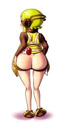 agent_3_(splatoon) ass big_ass blush bottomless fat_ass hotaruman97 inkling inkling_girl looking_at_viewer looking_back shorts shorts_down splatoon tentacle tentacle_hair thick_thighs wide_hips