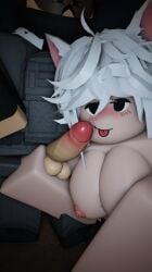 1boy 1girls 3d alternate_version_available anti_(phantom_forces) balls blushing breasts brickstar328 broker_(phantom_forces) clothed clothed_male cock_worship female light_skin looking_at_viewer male naked_female nipples nude nude_female pale_skin penis phantom_forces roblox roblox_game robloxian selfie tagme tongue_out