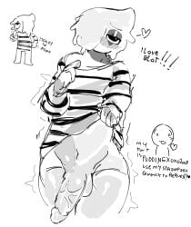 big_penis big_thighs blot_(dandy's_world) dandy's_world dick heart ichor lifting_clothing lifting_shirt puddng showing_penis
