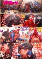 2boys anal anal_sex ass bara comic cum cum_from_anal cum_from_ass cum_in_ass cum_inflated_belly cum_inflation cum_inside excessive_cum gay heroine_in_trouble hi_res huge_cock hyper_penis impossible_fit inflation male male/male male_only male_penetrated male_penetrating marvel marvel_comics mind_break moaning moaning_in_pleasure penis peter_parker pounding pounding_ass questionable_consent raped raped_by_enemy rokudenashi spider-man spider-man_(ps4) spider-man_(series) stomach_bulge tongue tongue_out venom_(marvel) villain_on_hero villain_win yaoi