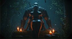 3d 3d_(artwork) 3d_model ai_generated ass ass_focus ass_up ciri cirilla_fiona_elen_riannon green_eyes leshay7 orc the_witcher_(series) the_witcher_3:_wild_hunt white_hair
