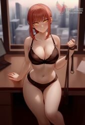 1girls 2d ai_generated ass bangs bare_shoulders barefeet big_ass big_breasts black_bra black_legwear bra braid braided_ponytail breasts chainsaw_man erophoenix feet female female_focus full_body garter_belt holding_leash leash looking_at_viewer looking_back makima_(chainsaw_man) navel nude pale_skinned_female panties patreon_username ringed_eyes sidelocks smile soles solo solo_female sweat thick thick_thighs thighhighs toes uncensored underwear yellow_eyes