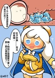 1girls blue_eyes cookie_run cream_puff_cookie creampie flag_(artist) huge_breasts pregnant pregnant_belly pregnant_female translation_request white_hair white_socks x-ray