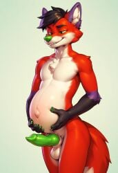ai_generated animal_genitalia erect_penis furry green_penis knot knotted_penis majira_strawberry male male_only male_pregnancy mpreg penis popufur pregnant_male