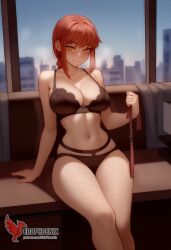 1girls 2d ai_generated ass bangs bare_shoulders barefeet big_ass big_breasts black_bra black_legwear bra braid braided_ponytail breasts chainsaw_man erophoenix feet female female_focus full_body garter_belt holding_leash leash looking_at_viewer looking_back makima_(chainsaw_man) navel nude pale_skinned_female panties patreon_username ringed_eyes sidelocks smile soles solo solo_female sweat thick thick_thighs thighhighs toes uncensored underwear yellow_eyes