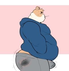 anal anthro bodily_fluids bottomwear buttplug clothed clothing cricetid erection ero_(character) eroborus genital_fluids hamster hand_in_pocket hi_res looking_at_viewer male mammal overweight overweight_male pants plug_(sex_toy) pockets precum rodent sex_toy solo sweat sweatshirt vibrator x-ray