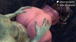 1boy 1girls 3d animated ass ass_focus ass_grab ass_up bent_over big_ass big_butt bubble_butt dirty doggy_style elf elf_ears elf_female female goblin goblin_male green-skinned_male green_skin hair_grab hi_res huge_ass human human_female interspecies light-skinned_female light_skin longer_than_one_minute male male/female nude sex sex_from_behind skyrim sound sound_effects tagme the_elder_scrolls thick_ass ugraine vaginal_penetration video video_games