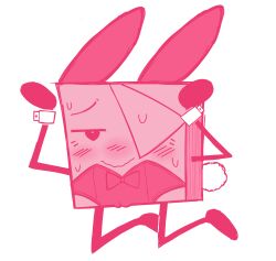 1boy blush blush_lines blushing cuntboy double_down_(object_show) half-closed_eyes intersex looking_pleasured male male_only object_show object_show_community object_shows on_knees osc pillowpepper pink_body playboy_bunny solo solo_focus solo_male sticky_(dd)