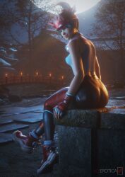 1girls 2025 3d 3d_(artwork) asian asian_female ass big_ass blender blizzard_entertainment bubble_ass bubble_butt detailed_background face_markings facial_markings female female_focus female_only headband headphones headwear hi_res highres japanese japanese_female kiriko_(overwatch) kiriko_kamori leggings looking_at_viewer looking_back overwatch pose posing shirt showing_off sitting sunlight sunset tank_top thick_ass thick_thighs vgerotica watermark