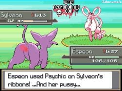 1girl 2girls anal anal_penetration anal_sex animated animated_gif anus back_view battle black_text character_name disembodied_penis english_text espeon fanart feet_together female female_penetrated female_symbol feral floating forced from_behind gif grass health_bar homo homosexual male molestation nsfw on_all_fours penis pixel_animation pixel_art pleasuring_self pleasuring_the_enemy pokemon pokemon_(species) pokemon_battle psychic_powers purple_fur pussy quadruped rape raped self_pleasure sex sleep_molestation sleep_sex sleeping somnophilia straight sylveon tail upside-down vagina vaginal_penetration vaginal_sex watching_sex year_request zabozamojo