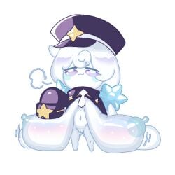1girls areola areolae belly_button big_breasts breasts breasts_apart breasts_on_floor chibi cookie_run cute erotic_chibi exposed_breasts female food food_creature huge_breasts milkyway_cookie navel nipples pussy sagging_breasts short_stack shortstack simple_background smug stomach tomboy unknown_artist white_background white_body white_hair white_skin