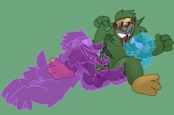 duo furry green_fur hologram male male/male penis penis_lick toontown_corporate_clash toontown_online
