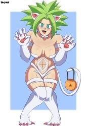 1girls big_breasts bodyattk breasts cosplay darkstalkers dragon_ball dragon_ball_super felicia_(darkstalkers)_(cosplay) female female_only female_saiyan green_hair halloween kefla saiyan super_saiyan