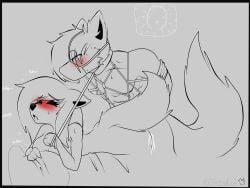 anthro axel blush canid canine canis female hi_res impregnation jhoneilerld leash leash_pull male male/female mammal ovum sex withe wolf