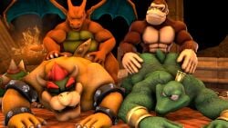 3d 3d_(artwork) 4boys anal anal_sex anthro anthro_on_anthro anthro_only anthro_penetrated anthro_penetrating anthrofied bara bowser charizard donkey_kong donkey_kong_(series) erect_nipples foursome furry gay k_rool looking_back looking_pleasured male male/male/male/male male_nipples male_only male_penetrated male_penetrating male_penetrating_male mario_(series) marshali nintendo nipples pecs pectorals pokemon pokemon_(species) sex source_filmmaker super_smash_bros. yaoi