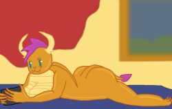 bed cute naked pawfursuniverse queensmolder smolder_(pawfurs)