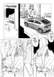 1boy 1girls alley ambiguous_penetration anal anal_sex ass blue_eyes braces brown_hair car chevrolet chevrolet_volt comic comic_page english_text full_body long_hair male no_panties original penis petite sex sketch skirt squatting tagme tammy_(tekuho) teenager tekuho text vaginal_penetration x-ray